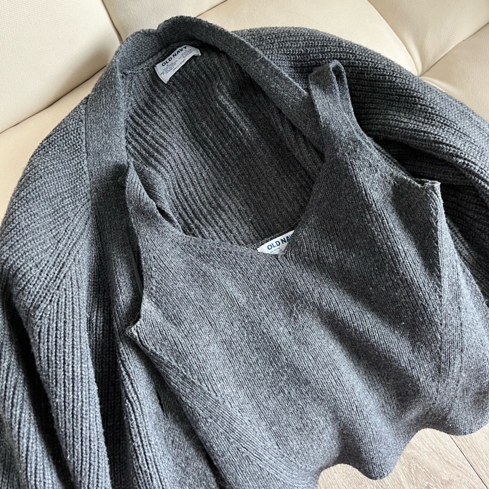 Old Navy Grey Knit Cami & Cardigan Set - S - Picture 1 of 2